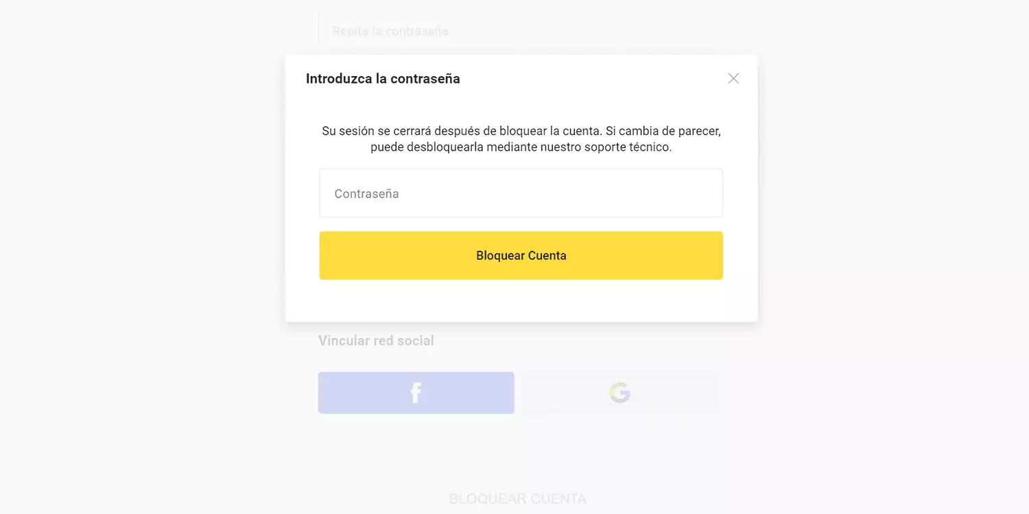 bloquear cuenta en binomo