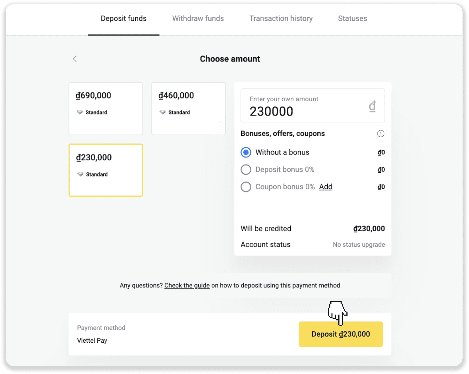 deposit viettel pay 3